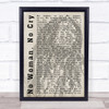 Bob Marley No Woman, No Cry Shadow Song Lyric Quote Print