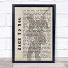 Bryan Adams Back To You Shadow Song Lyric Quote Print