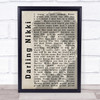 Prince Darling Nikki Shadow Song Lyric Quote Print