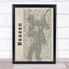 Bryan Adams Heaven Shadow Song Lyric Quote Print