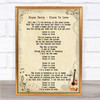 Bryan Ferry Slave To Love Song Lyric Quote Print