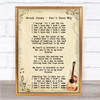 Norah Jones Don't Know Why Song Lyric Vintage Quote Print