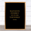 Coco Chanel Be Yourself Quote Print Black & Gold Wall Art Picture