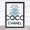 Blue Coco Chanel Adornment Quote Wall Art Print