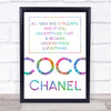 Rainbow Coco Chanel All Men Are Children Quote Wall Art Print