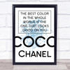 Blue Coco Chanel Best Colour Quote Wall Art Print