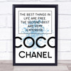 Blue Coco Chanel Best Things In Life Quote Wall Art Print