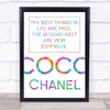 Rainbow Coco Chanel Best Things In Life Quote Wall Art Print