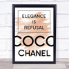 Watercolour Coco Chanel Elegance Is Refusal Quote Print