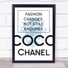 Blue Coco Chanel Fashion Changes Quote Wall Art Print