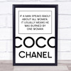 Coco Chanel Man Speaks Badly Quote Wall Art Print