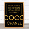 Black & Gold Coco Chanel Simplicity Quote Wall Art Print