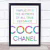 Rainbow Coco Chanel Simplicity Quote Wall Art Print