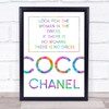 Rainbow Coco Chanel Woman In The Dress Quote Wall Art Print