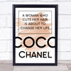 Watercolour Coco Chanel Woman Who Cuts Her Hair Change Life Quote Print