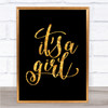 A Girl Quote Print Black & Gold Wall Art Picture