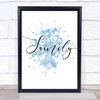 Blue Swirly Family Quote Wall Art Print