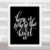 Home Is Where The Heart Is Quote Print Black & White