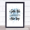 A Simple Hello Inspirational Quote Print Blue Watercolour Poster