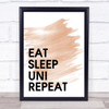 Watercolour Eat Sleep Uni Quote Print