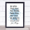 Be Kind Work Hard Inspirational Quote Print Blue Watercolour Poster