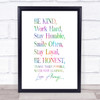 Be Kind Work Hard Rainbow Quote Print