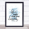 Better When Laughing Inspirational Quote Print Blue Watercolour Poster