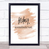 Friday Second Favourite F Word Quote Print Watercolour Wall Art