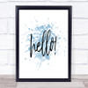 Hello Fancy Inspirational Quote Print Blue Watercolour Poster
