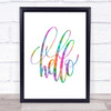 Hello Swirl Rainbow Quote Print