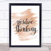 Positive Thinking Quote Print Watercolour Wall Art