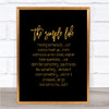 Simple Life Quote Print Black & Gold Wall Art Picture