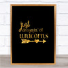 Unicorns Quote Print Black & Gold Wall Art Picture