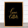 Love Letter Quote Print Black & Gold Wall Art Picture