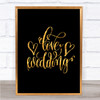 Love Wedding Quote Print Black & Gold Wall Art Picture