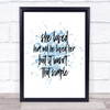 She Loved Him Inspirational Quote Print Blue Watercolour Poster