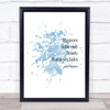 Audrey Hepburn Elegance Inspirational Quote Print Blue Watercolour Poster