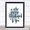 Christmas Ha Very Merry Inspirational Quote Print Blue Watercolour Poster