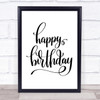 Happy Birthday Swirl Quote Print Poster Typography Word Art Picture