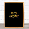 Merry Christmas Quote Print Black & Gold Wall Art Picture