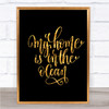 My Home Is Ocean Quote Print Black & Gold Wall Art Picture