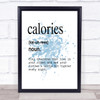 Word Definition Calories Inspirational Quote Print Blue Watercolour Poster