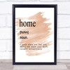 Word Definition Home Quote Print Watercolour Wall Art