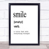 Word Definition Smile Quote Print Poster Typography Word Art Picture