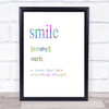 Word Definition Smile Rainbow Quote Print