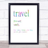 Word Definition Travel Rainbow Quote Print