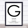 Gaza Palestine Coordinates World City Travel Print
