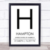 Hampton United States Of America Coordinates Travel Quote Print