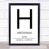 Hiroshima Japan Coordinates World City Travel Print