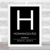 Honningsvag Norway Coordinates Black & White Travel Print